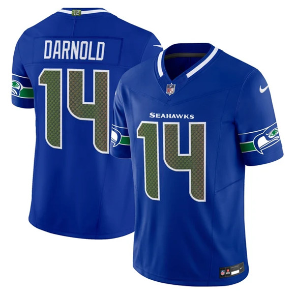 Men's Seattle Seahawks #14 Sam Darnold Royal 2025 F.U.S.E. “Rivalries” Vapor Untouchable Limited Stitched Football Jersey